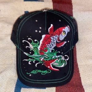 ed hardy bedazzled snapback trucker hat